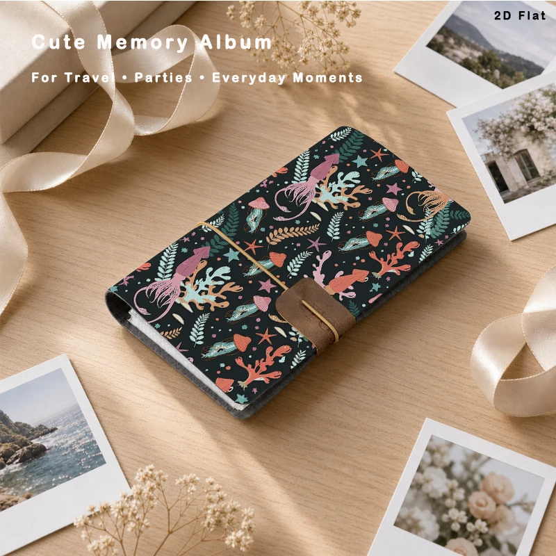 Deep‑sea Jellyfish Coral Marine Life Photo Album 20 Sheets 80 Vertical Pockets for Family Travel Memory Storage Birthday Party G