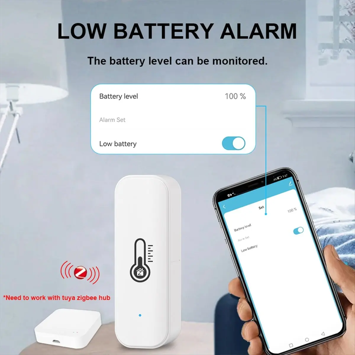 BIGSALE-Tuya ZigBee Temperature Humidity Sensor Smart Home Temperature Sensors Works with Assistant Smart Life