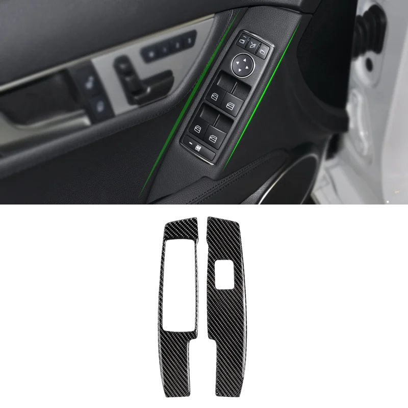 For Mercedes Benz C Class W204 2007 2008 2009 2010 2011-2013 Carbon Fiber Car Door Handle Panel Window Switch Button Cover Trim