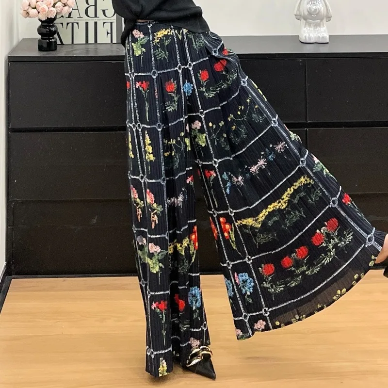 

Outdoor Casual Women Pants Lazy Style Plant Print Trousers High Waist Design Elongate Proportion 2025 Summer New Female Clothing