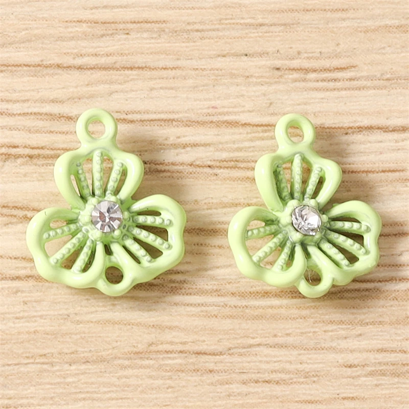 5 Stück Niedliche Bunte Kristall-Metall-Blumenanhänger Passend für Halsketten, Ohrringe, Armbänder, DIY-Bastelzubehör für Schmuckherstellung – Detail 12
