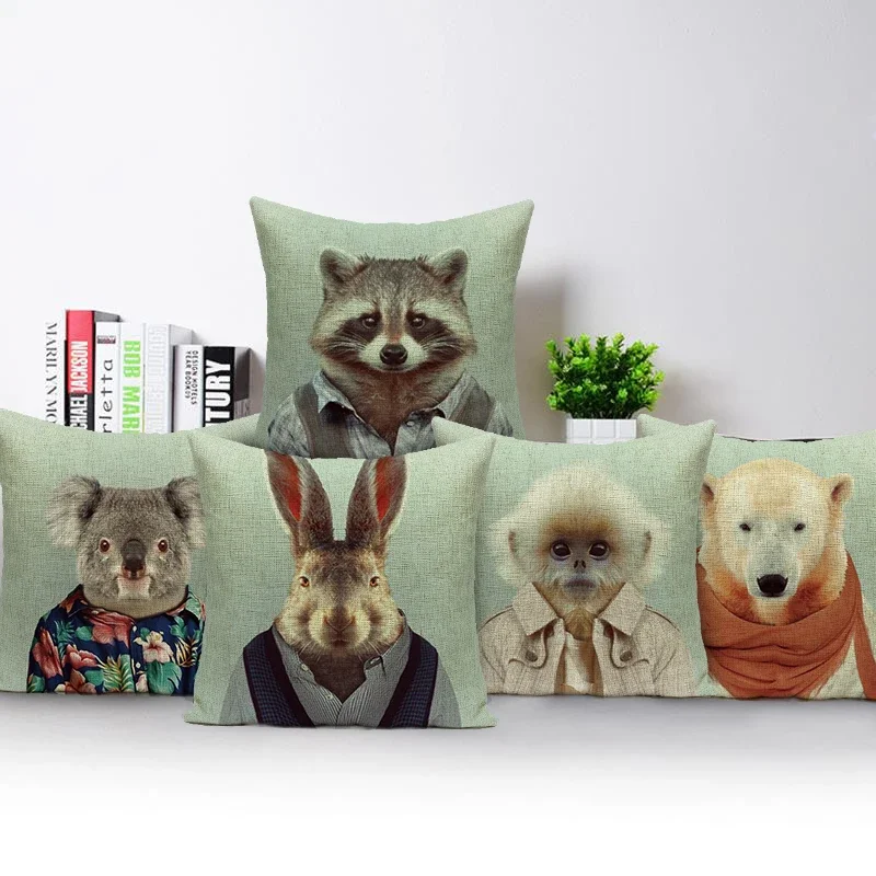 Mr Animal Creative  Cushion Cover Koala Panda Bear Pillow Case Home Decor Custom Pillows Cover For Sofa Car Cojines