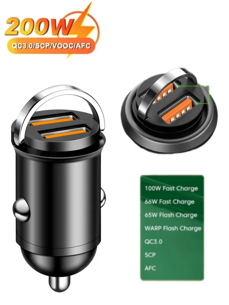 200W Mini chargeur de voiture USB Type C métal Charge rapide 3.0 PD Port Charge rapide chargeur de téléphone pour Xiaomi iPhone 13 14 15 Pro Max