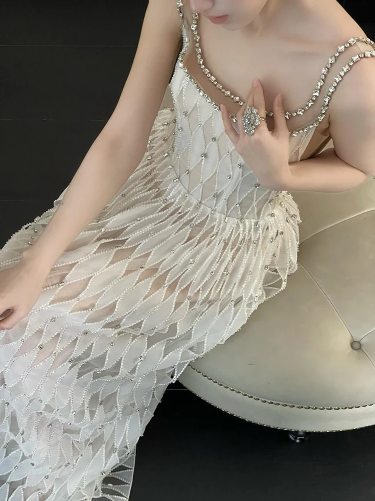 

Роскошное вечернее платье Ele Wedding Dr для дня рождения, с тяжелой вышивкой, без бретелек, корейский стиль, длинное бальное платье