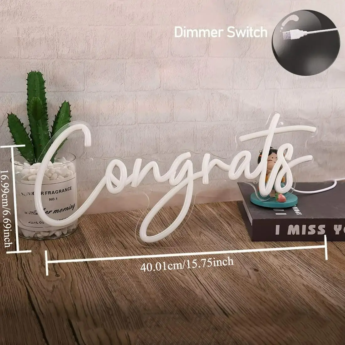 Congrats Neon Sign USB Dimmable LED Light for Graduation Wedding Birthday Party Celebration Backdrop Wall Art Decor Gifts view 4