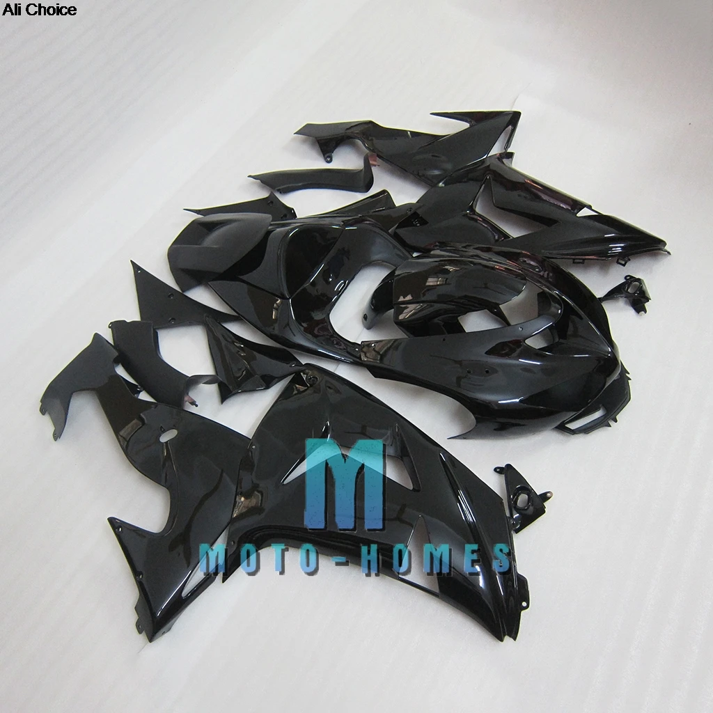 Customized Fairings Kit for ZX10R 06 07 Kawasaki Ninja ZX-10R 2006 2007 Glossy Black ed Road/Racing Rebuild Bike