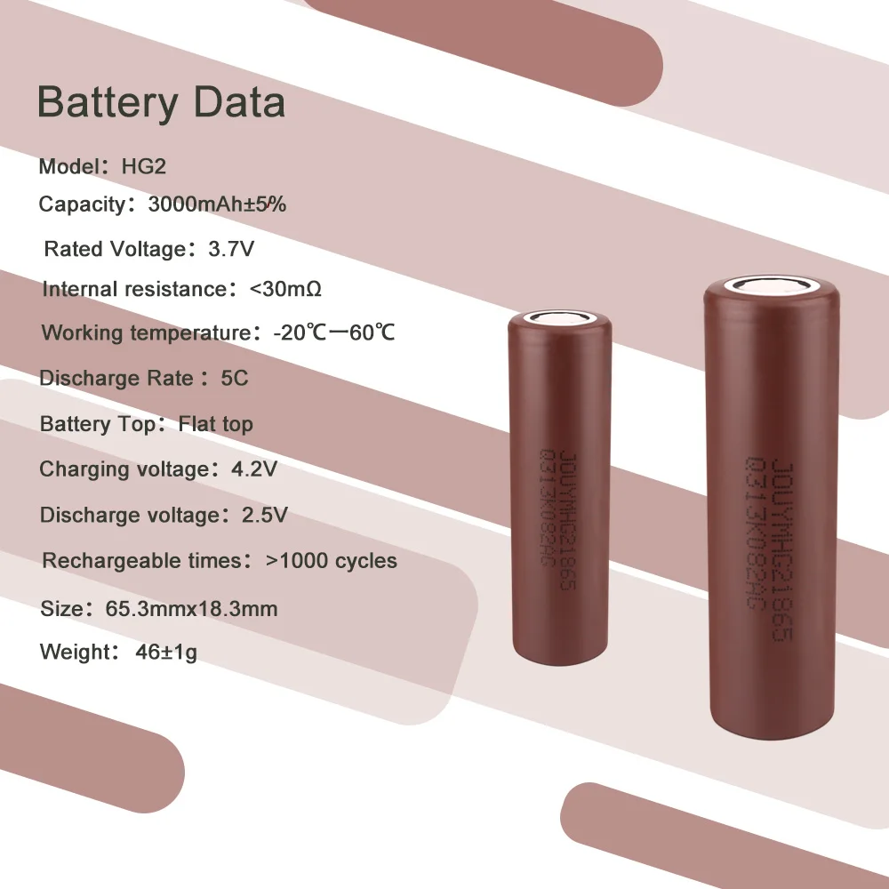 1-10PCS HG2 3000MAH 3.7V 18650 bateria recarregável Li-ion baterias alta corrente descarga poder lítio celular