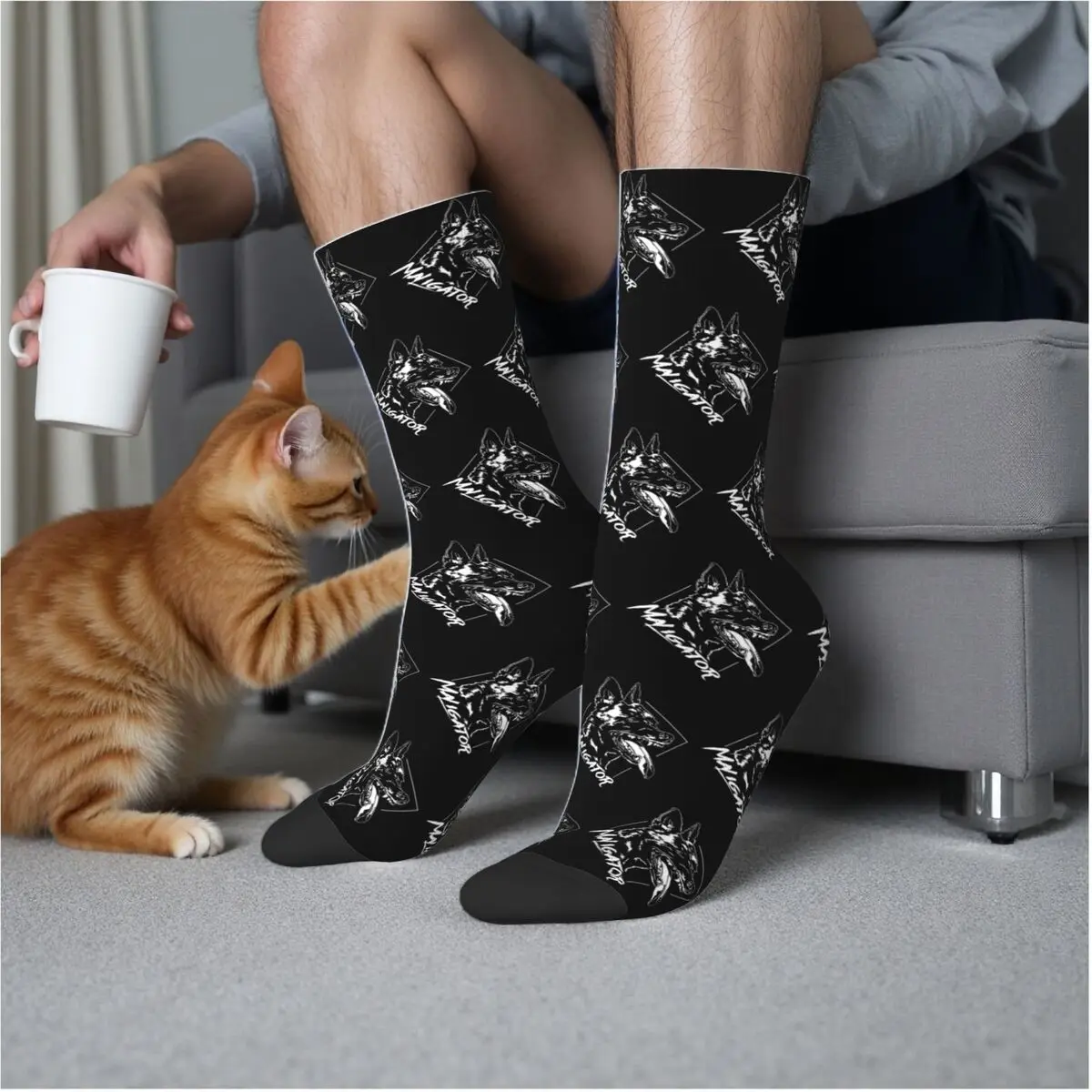 

Maligator Belgian Shepherd Dog Malinois Portrait Socks Harajuku Sweat Absorbing Stockings All Season Long Socks Accessories