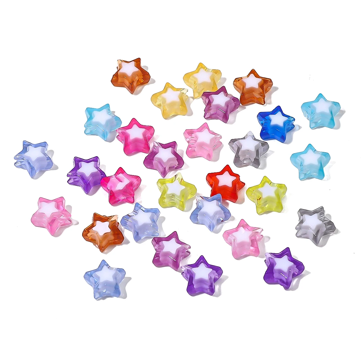 About30Pcs Acrylic Bicolor Beads, Middle Beads, Five pointed Star Scattered Beads, Handmade DIY Making Jewelry Bracelets, Jewelr