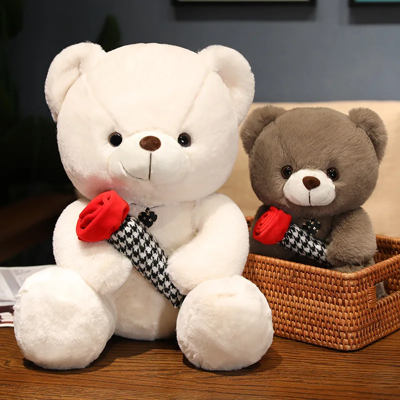 

26/36cm Lovely Bear With Rose Plush Toys Lovely Pillow Stuffed Soft Nice Animals Toy For Kids Girls Birthday Gift