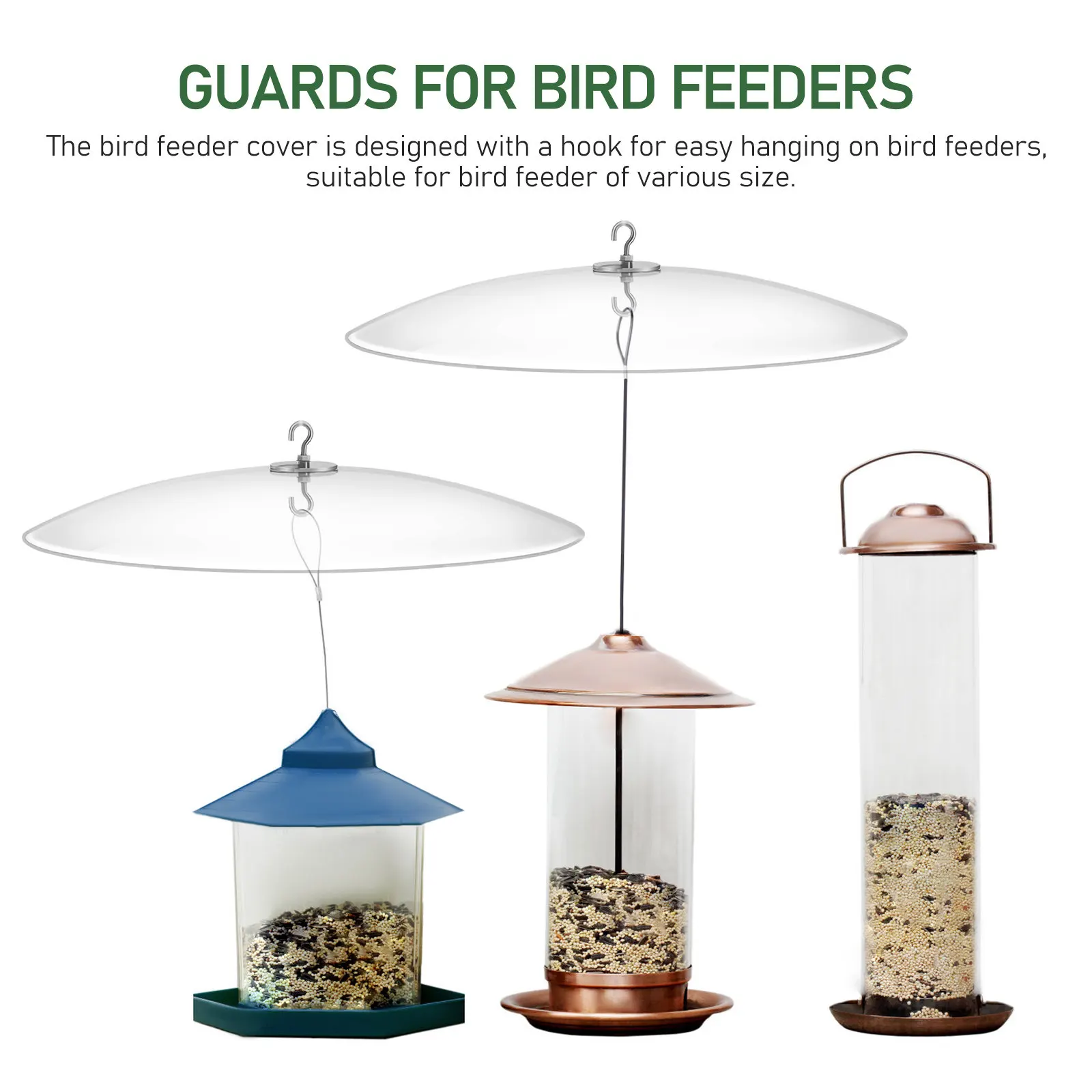 33cm Diameter Bird Feeder Cover Transparent Hook Squirrel Baffle Rain Proof Plastic Protector Feeder Accessory