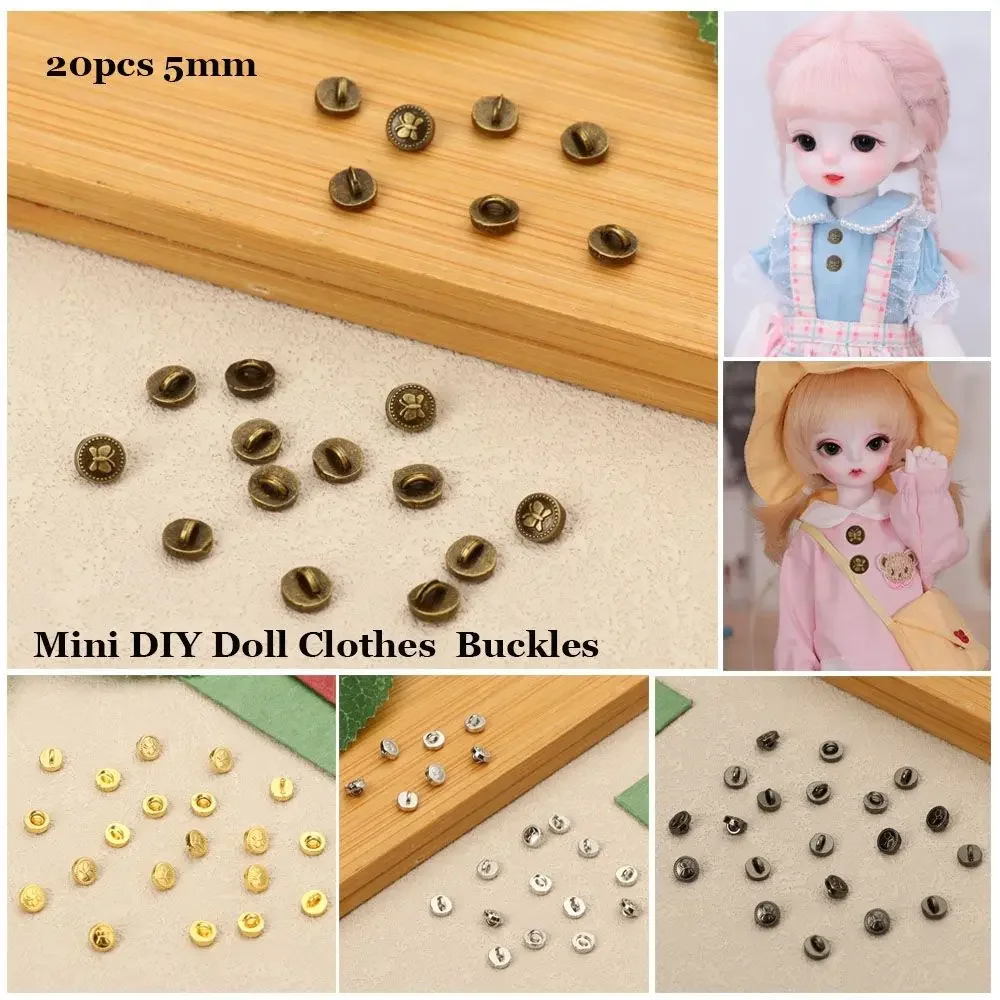 20pcs 5mm Butterfly Decoration Craft Clothing Sewing Buckle Mini Coat Buttons Metal Buckles DIY Doll Clothes