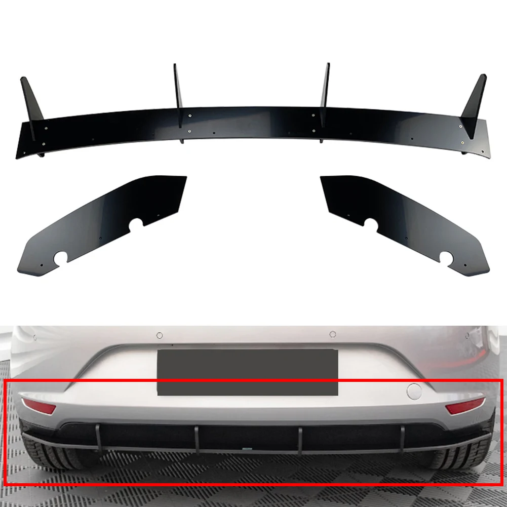 3Pcs/Set Car Rear Bumper Diffuser Splitter Lip Body Kits Spoiler Trim For Seat Leon MK3 - 5F 2013 2014 2015 2016 FR