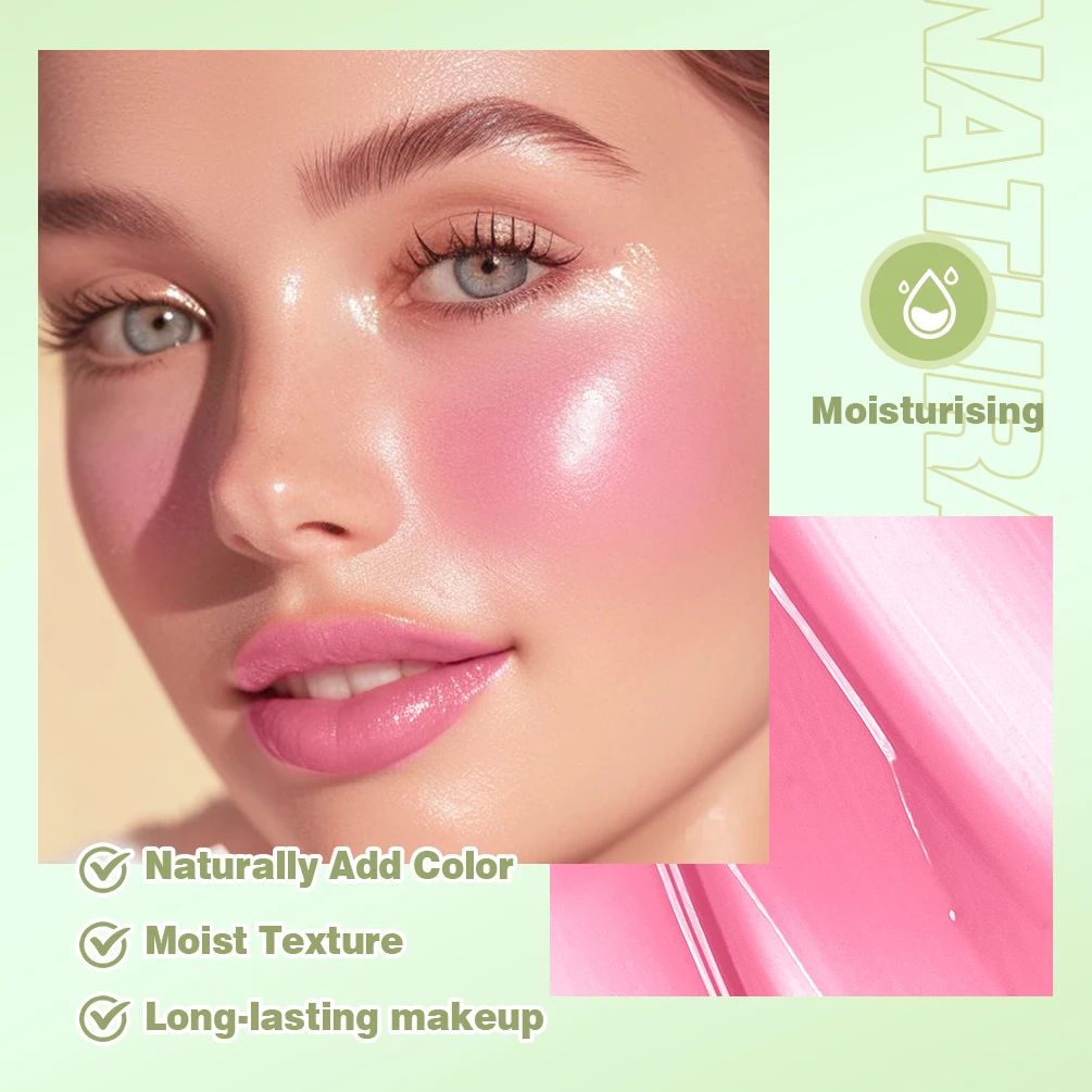 QIBEST 3 ألوان جيلي أحمر الخدود عصا بلسم الشفاه ظلال العيون 3 في 1 متعددة الاستخدام ماتي أحمر الخدود ترطيب سطع أحمر الشفاه المائية ماكياج #4