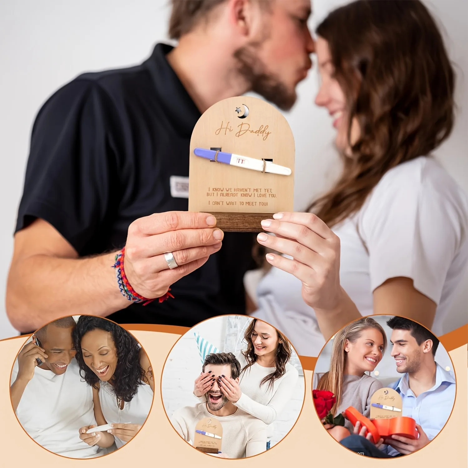 Wooden Pregnancy Announcement Sign Single Picture Frame for Pregnancy Announcement Xmas Gift for New Dads Baby Shower Baptism