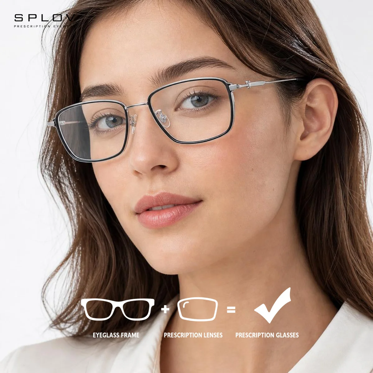 SPLOV Retro Square Metal Prescription Glasses Customized Anti Blue Light Photochromic Optical Glasses Men's Prescription Glasses