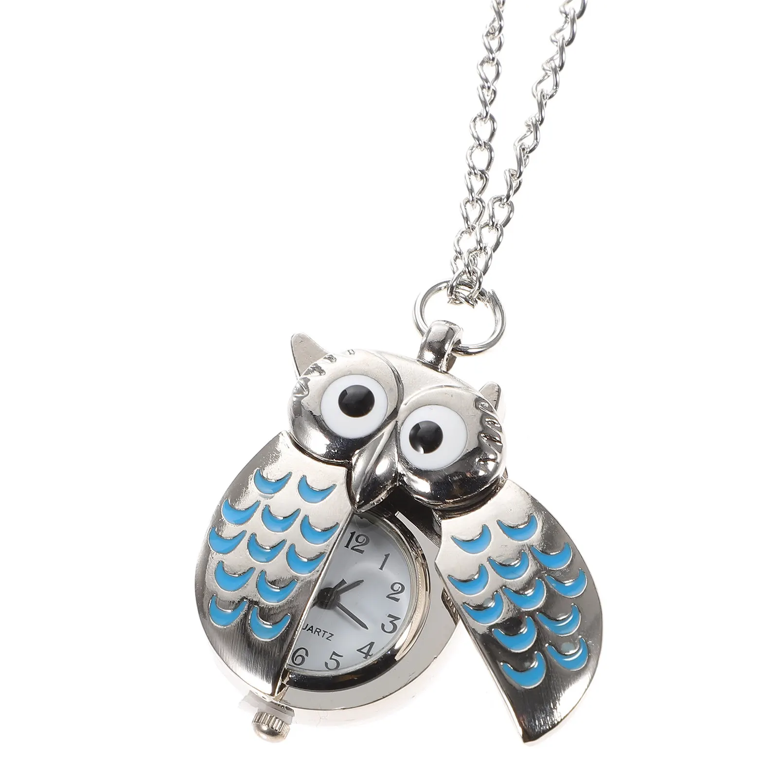 Cartoon Owl Pocket Watch Necklace Premium Quartz Analog Pendant Elegant Necklace Xmas Gift for Men Women Pocket Watch