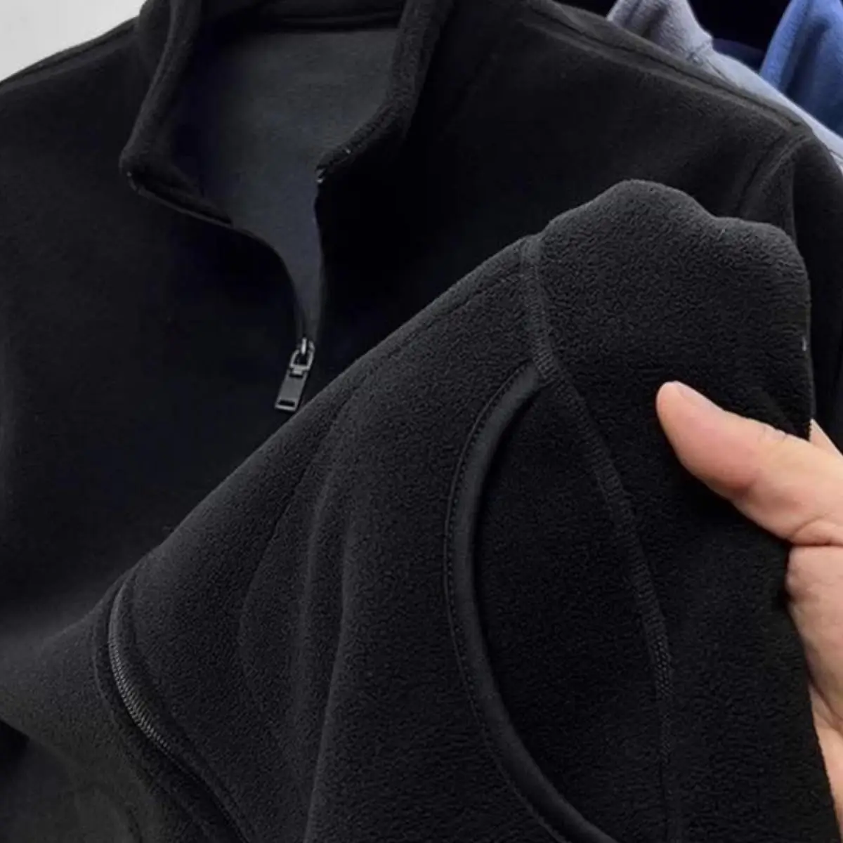 Men's Fce Lined Hooded Cardigan Sweater Casual Stand Collar Warm Jaet Autumn Winter Faion Youth Sle Zipper Closure