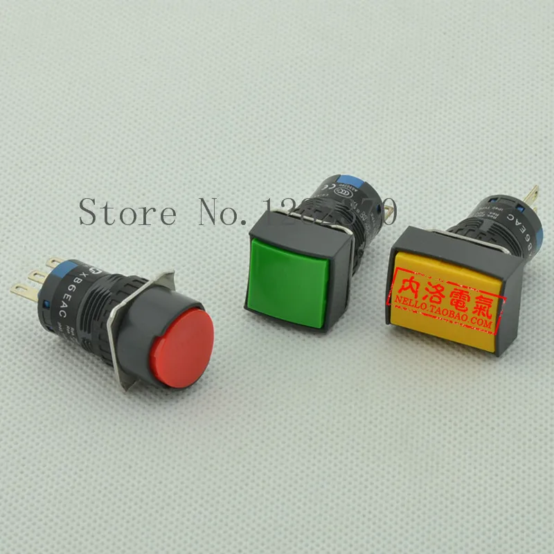 

[ZOB] original button switch 16mm round / square / rectangular self-resetting XB6EAC without lights 1C / 0 3 feet --10pcs/lot