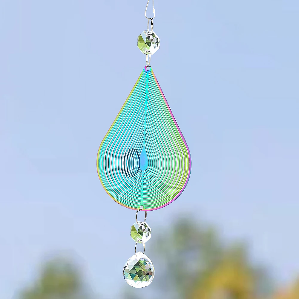 Suncatcher-Goutte d'eau Cinétique, Spinner à Vent, 3D, Vent Rotatif Fluide, Sculpture Tendance es, Boule de Clip, Prisme, Jardin, Cour, Face Decor