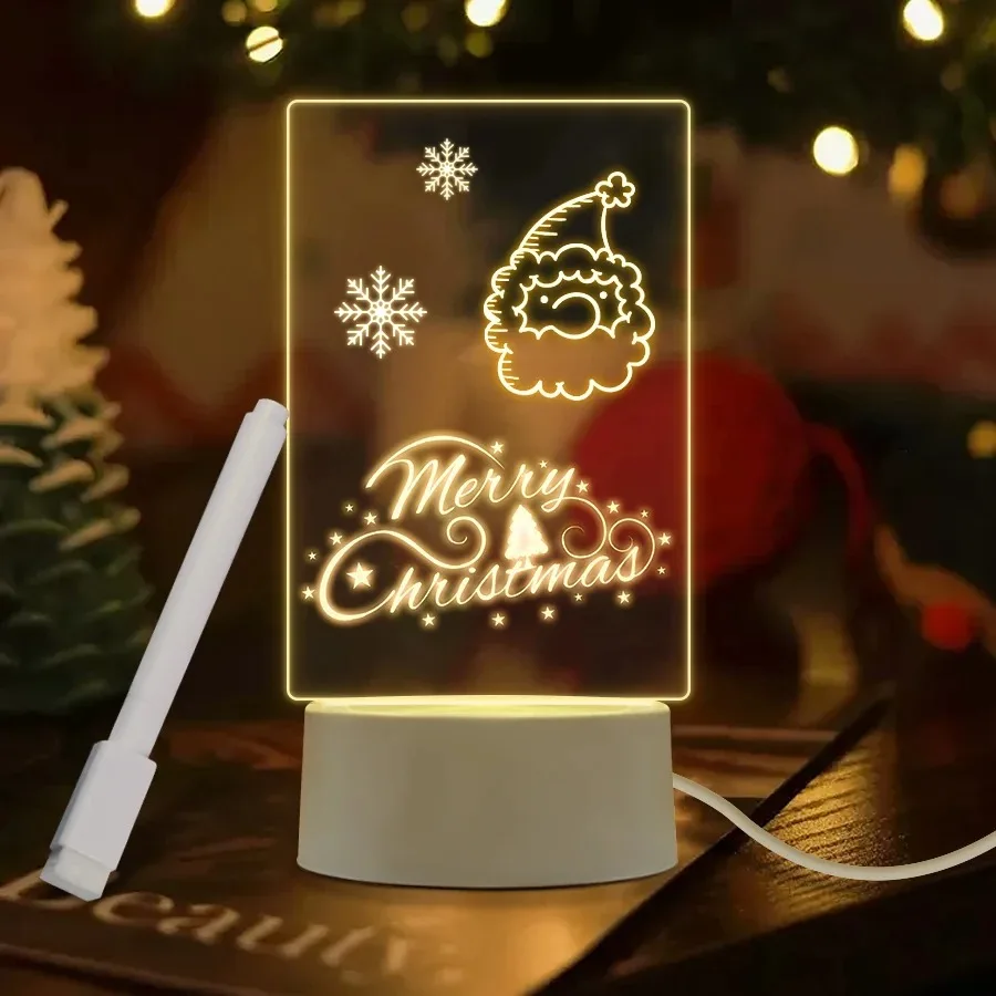 LED Lamp Acrylic Message Note Board Erasable USB Children's Drawing Board DIY for Birthday Gifts Bar Advertising Boards
