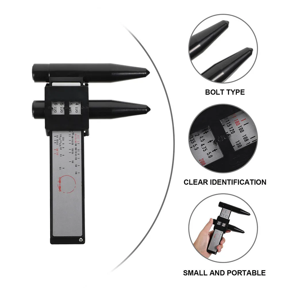 

Wheel Rim Bolt Pattern Gauge ABS Lightweight Sliding Measuring Tool Lugs Hub Pitch Measurement Car Wheel Ruler