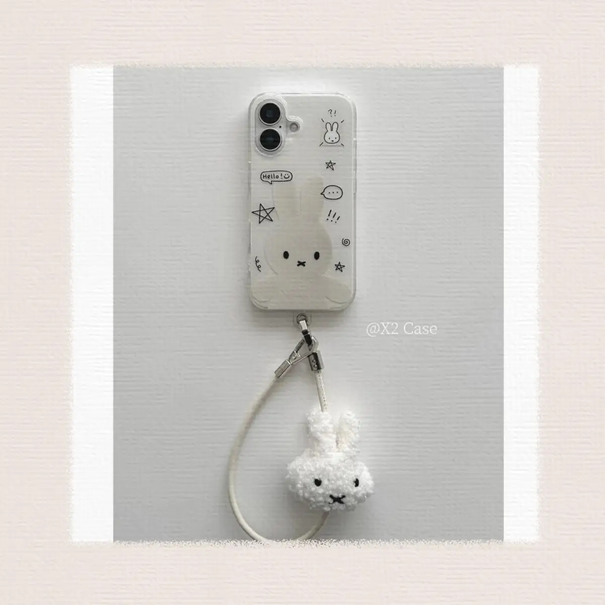 Miffy Rabbit Kawaii juguete de peluche de dibujos animados cordón para teléfono móvil lindo Anime Otoño e Invierno colgantes de felpa dulce colgante para niñas