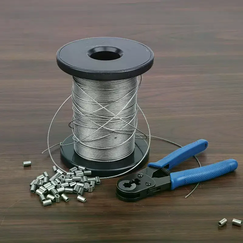 1 Set 30/50/100 Meters 304 Stainless Steel Wire Rope 7x7 Strand Core With 20/50 Aluminum Crimps For Outdoor Clotheslines Use