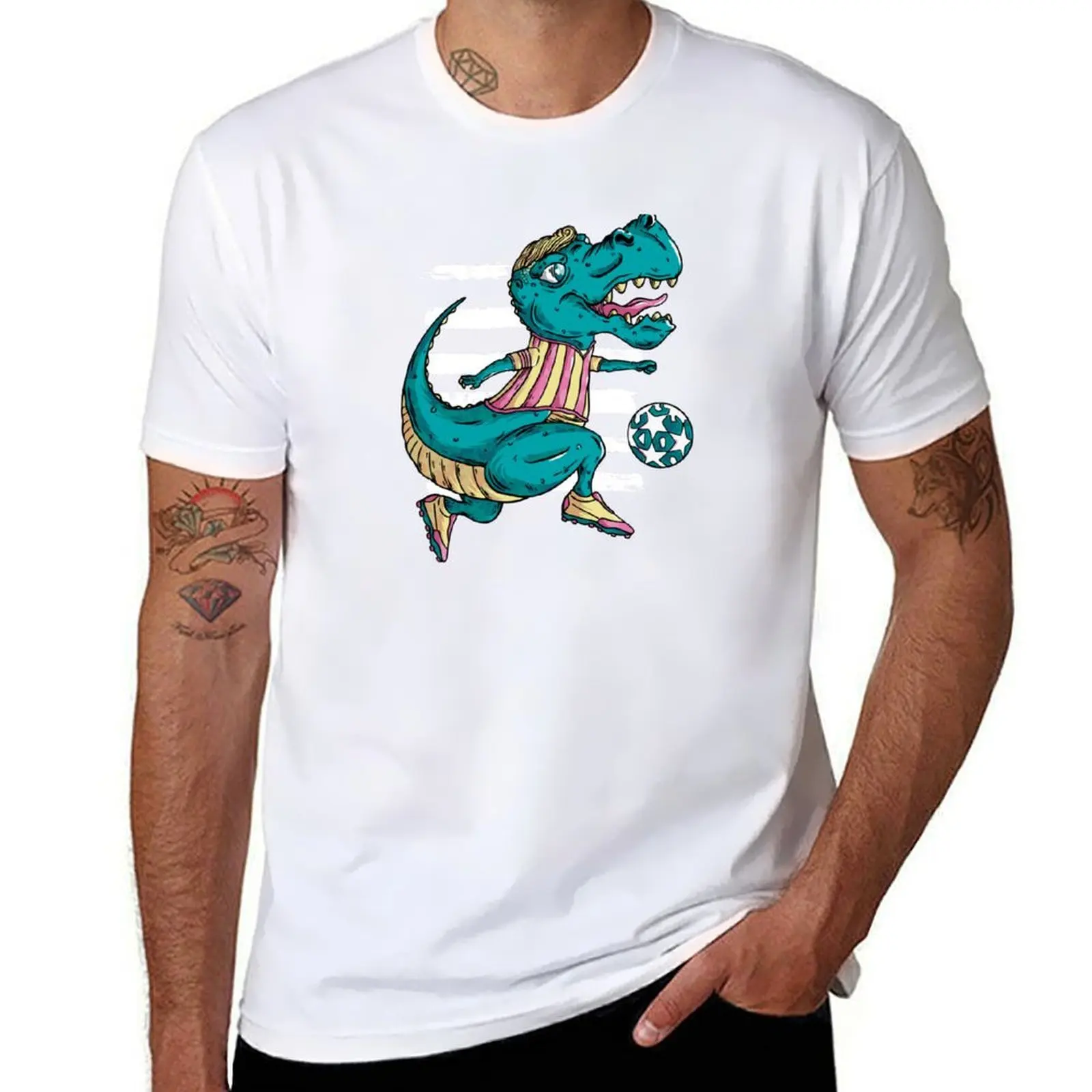 

Soccer dinosaur quality shirts player t tshirt man T-Shirt man cotton shirt t cotton high