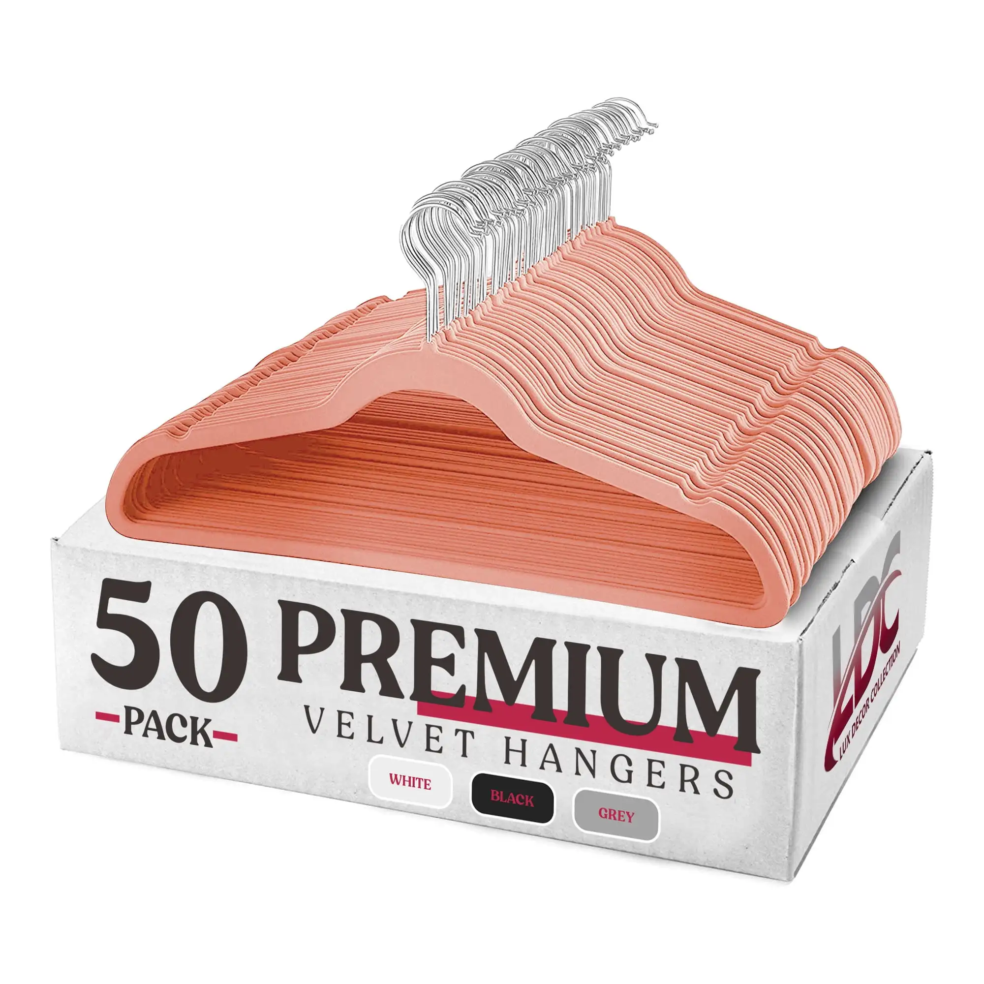 

Non-Slip Velvet Hangers for Clothes 50 pack, Pink