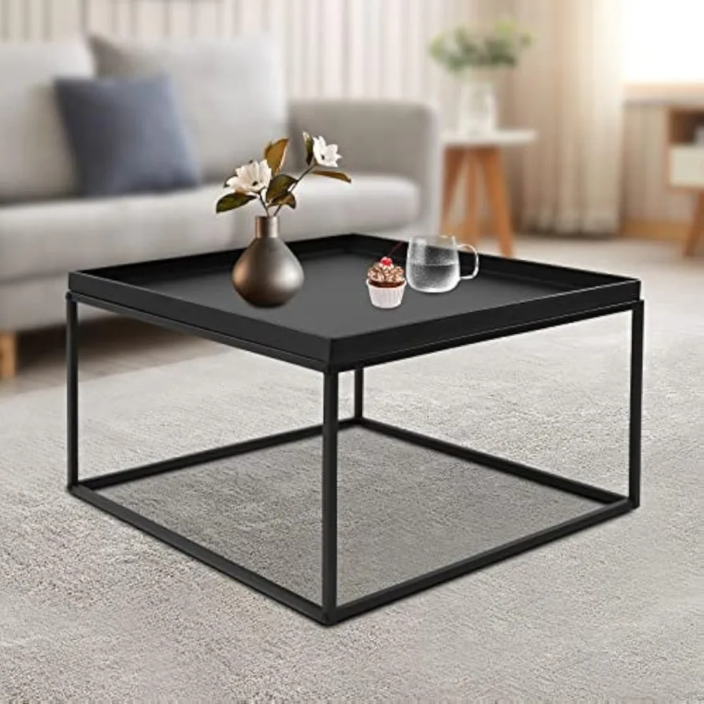 

Featured Coffee Table Tray Steel Coffee Table Sofa Table Small Side Table Snack Table with Recessed Top for Drinks SnacksCandles