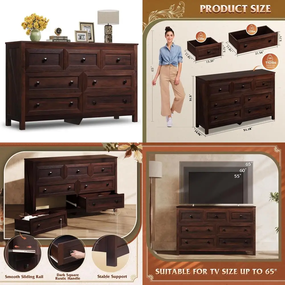 7 Drawer Wooden Dre… - image
