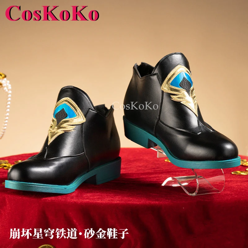 CosKoKo Aventurine Shoes Cosplay Game Honkai: Star Rail Fashion Universal Leather Shoes Halloween Party Role Play Accessories