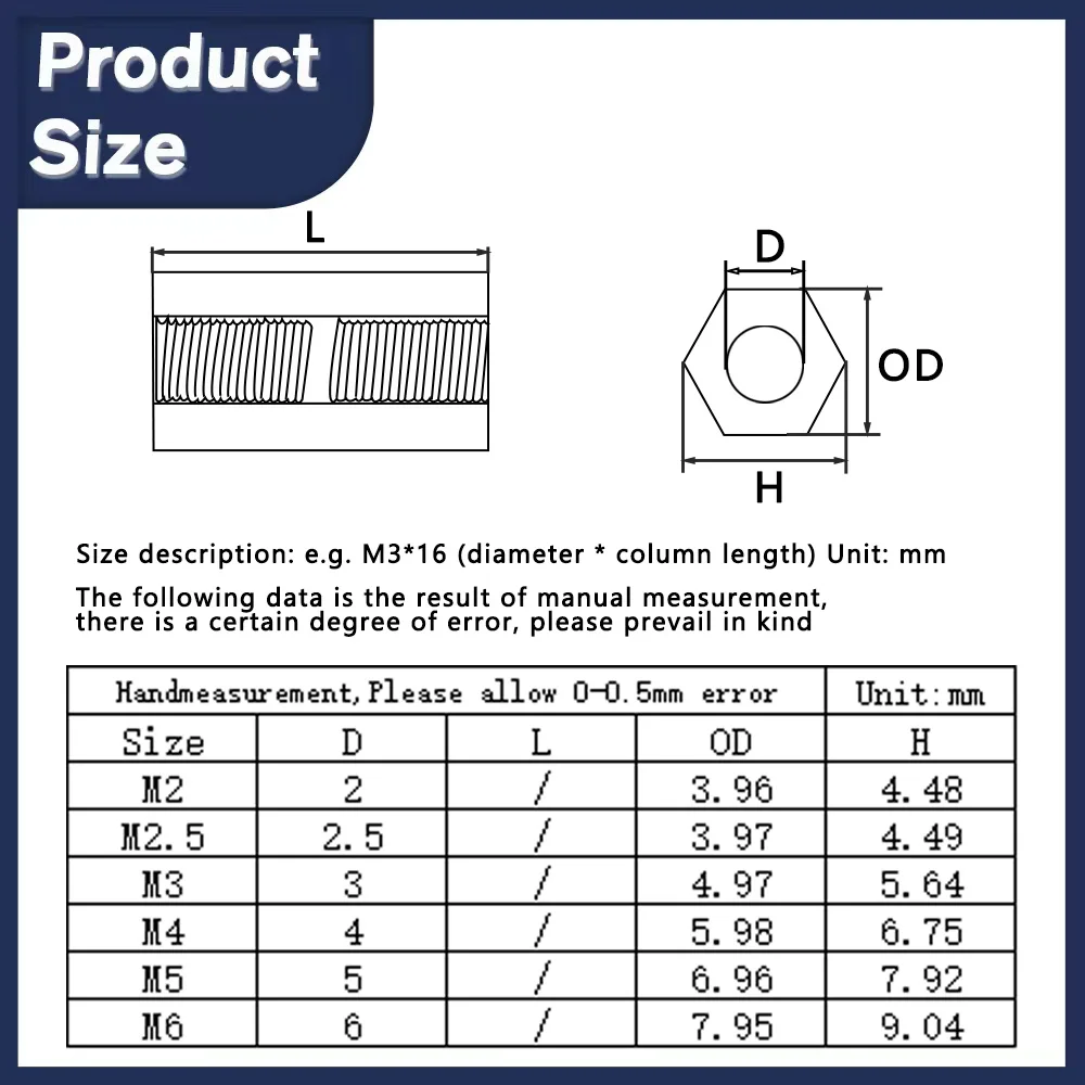 M2 M2.5 M3 M4 M5 M6 Stainless Steel Double Pass Hexagonal Stud PCB Motherboard Standoff Hex Stud Hollow Column Threaded Female