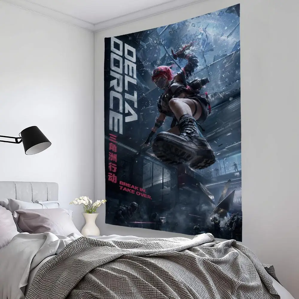 D-Delta F-Force Tapestry Microfiber Background Art Decor For Bedroom Living Room Bar Garden Outdoor Festival Wall Deco