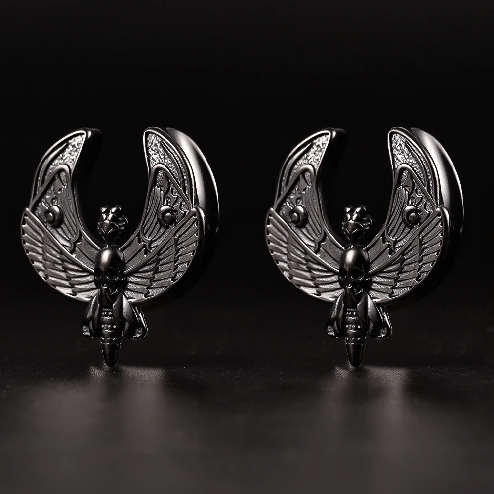 Doearko 2PCS Moth Saddle Plugs Ear Gauges Tunnels 316 Stainless Steel Earrings Plugs Piercing For Ears Expander Body Jewelry image 5