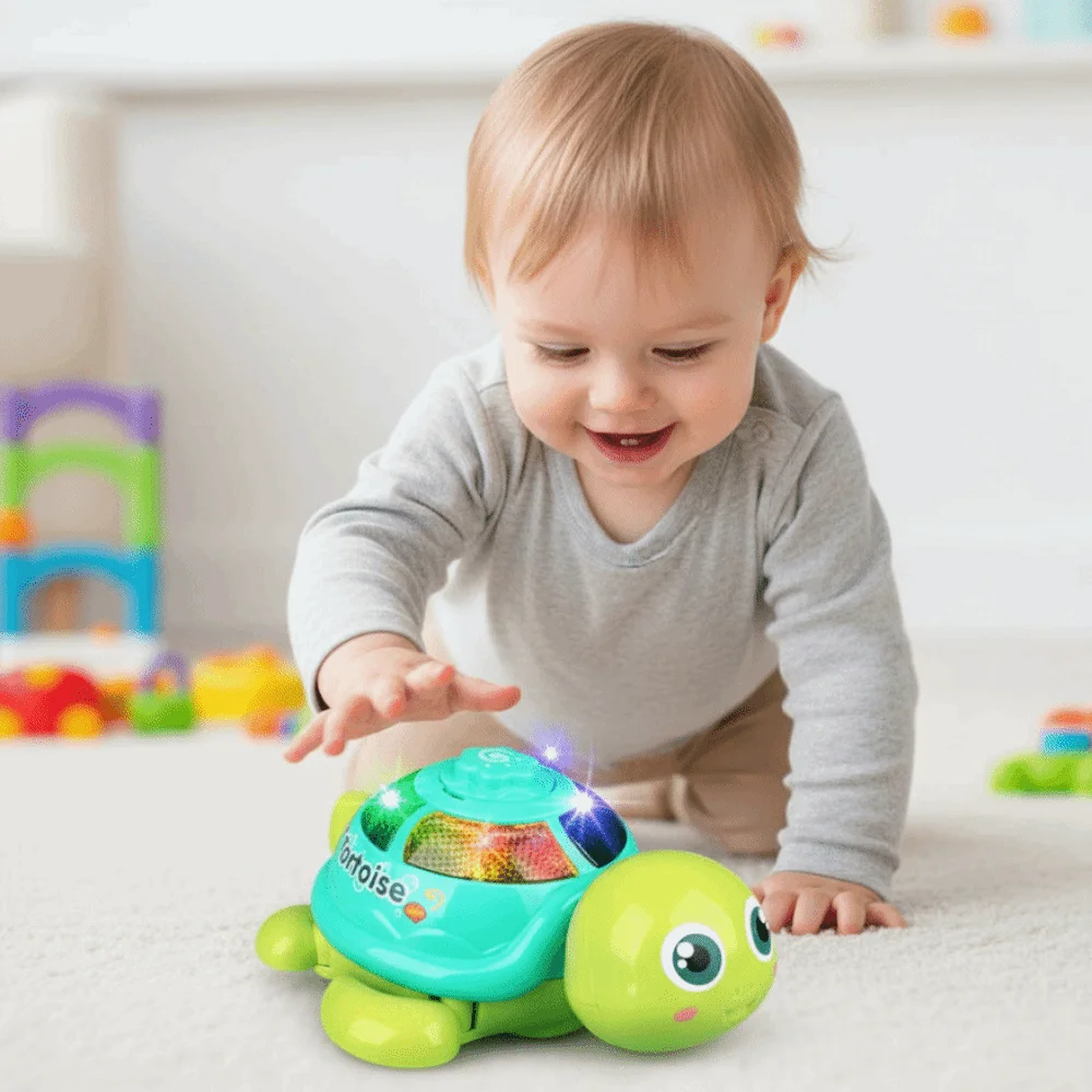 Plastic muzikaal kruipend schildpadspeelgoed Simulatie Interactief leggen Eieren Schildpadspeelgoed Ornament Geluid en licht Muzikaal schildpadspeelgoed