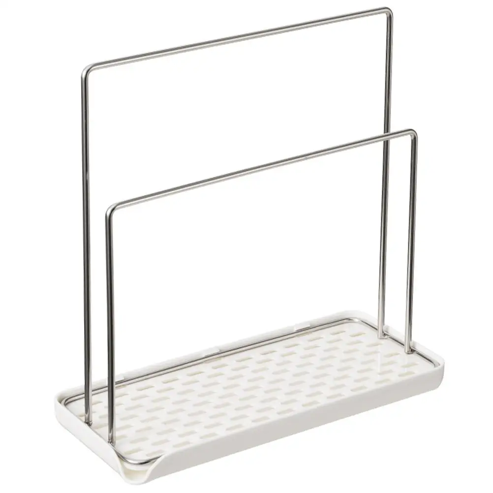 

Multifunctional Kitchen White Desktop Shelf Dishcloth Shelf Sponge Holder Rag Drainer Space Kitchen Drainer Saver