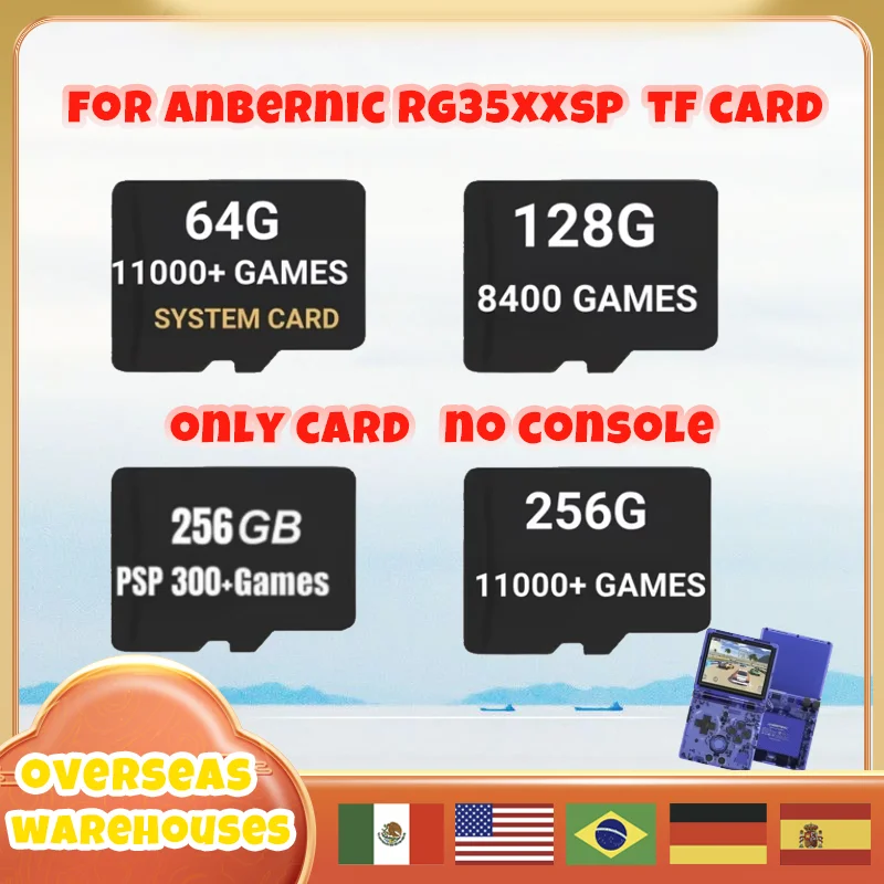

For Anbernic Rg35xxsp Tf Card Memory Card Preloaded Game 256g 300+ Psp Games Retro Handheld Games Card 10000+games Boy Gift