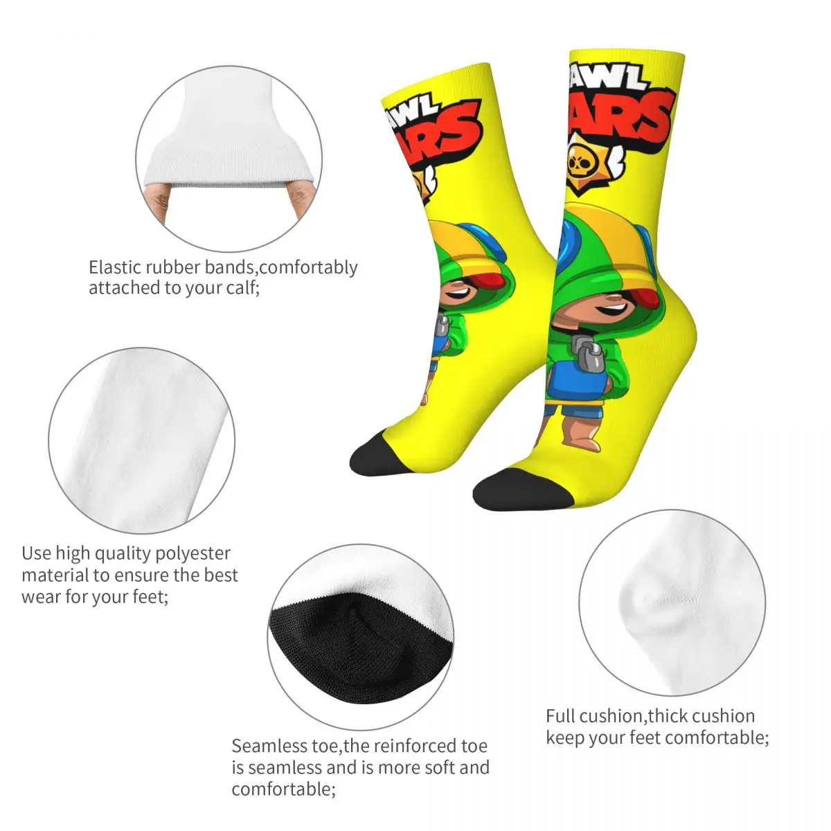 Braws-Star Leon Socks Men Women Fashion Royal Enemy Player Gamer Socks Novelty Spring Summer Autumn Winter Middle Tube Socks