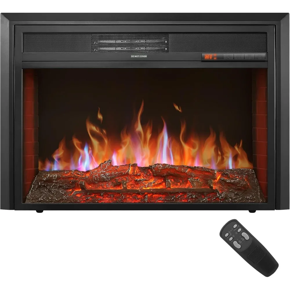 32 حشوة مدفأة كهربائية - سخان مدفأة كهربائية لغرفة المعيشة، جهاز تحكم عن بعد، 6 مجموعات سطوع