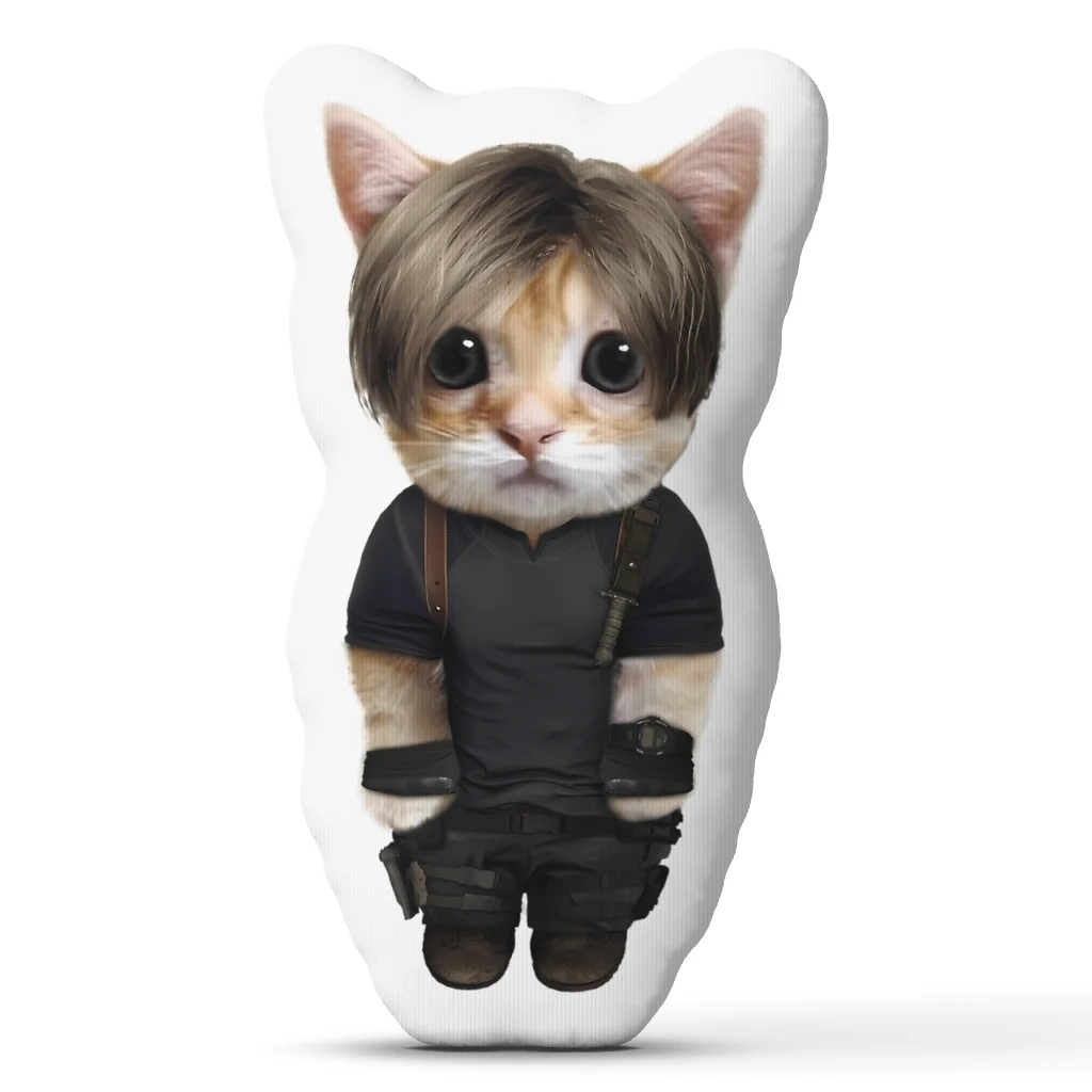 Leon Kennedy Kitty Plush Pillow Cushion Irregular Stuffed Throw Pillow Home Decor Gift Sofa Bed Couch