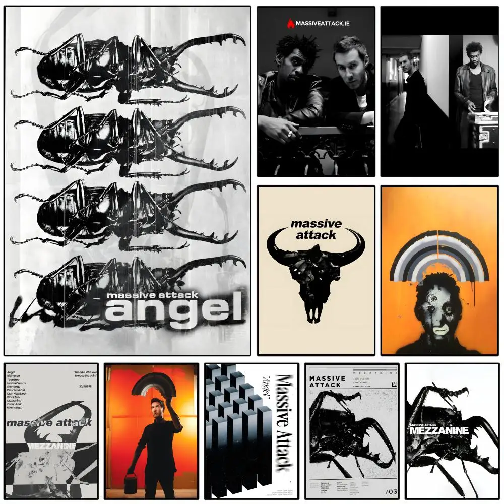 Póster de Trip Hop M-massive Attack Teardrop, decoración de pared autoadhesiva HD para el hogar, oficina, dormitorio y más, opción de regalo ideal