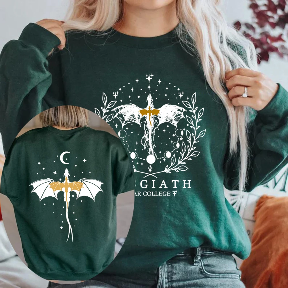 

Vintage Fourth Wing Double-Sided Sweatshirt Basgiath War College Sweater Women Sweatshirts Bookish Hoodie Long Sleeve Pullovers