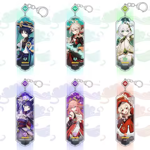 Anime Genshin Impact Raiden Shogun Hu Tao Cosplay Strip pendant key chain Ambitus Colleagues