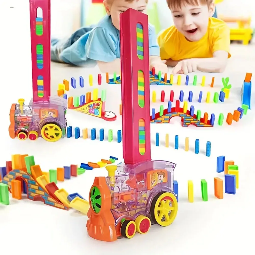 Lovely Dominos Trains Toys For Children Funny Imaging Thinking Building Toys Gift For Children' S Day