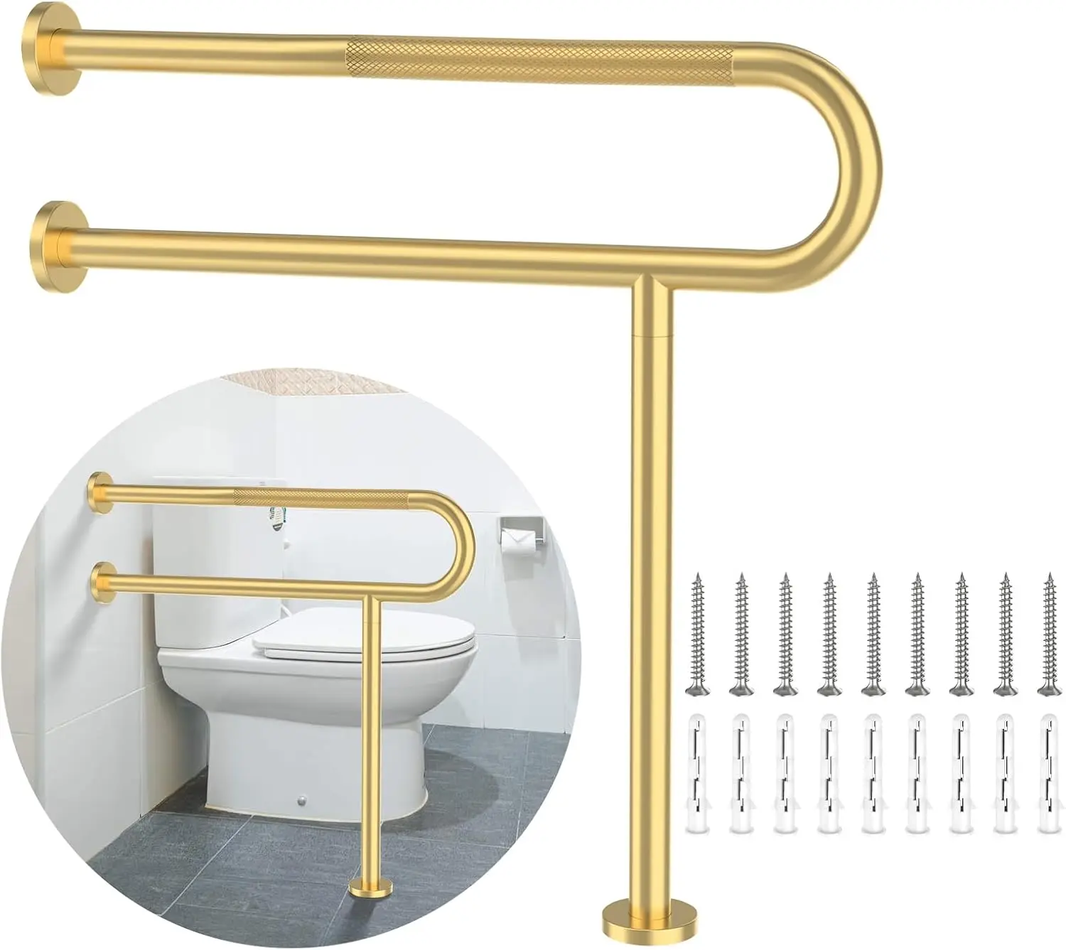 

Поручень для туалета из нержавеющей стали с противоскользящей ручкой, 31,5 дюйма, для людей с ограниченными возможностями, для ванной комнаты