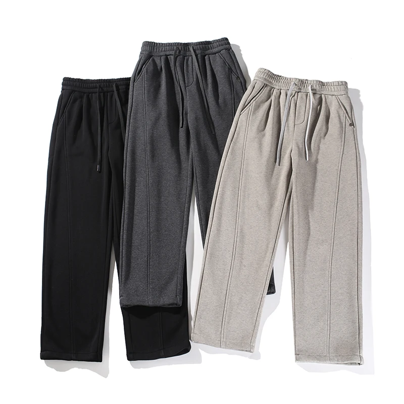 

Зимние мужские повседневные широкие спортивные брюки Thiened Fce, модные и теплые, высокоэластичные, длинные, городские, базового цвета