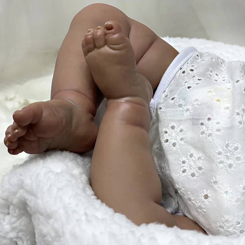 19inch Reborn Baby Doll Asleep Loulou with Black Curly Hair Handmade African American Baby Dolls Muñecas Bebe Reborn Juguetes