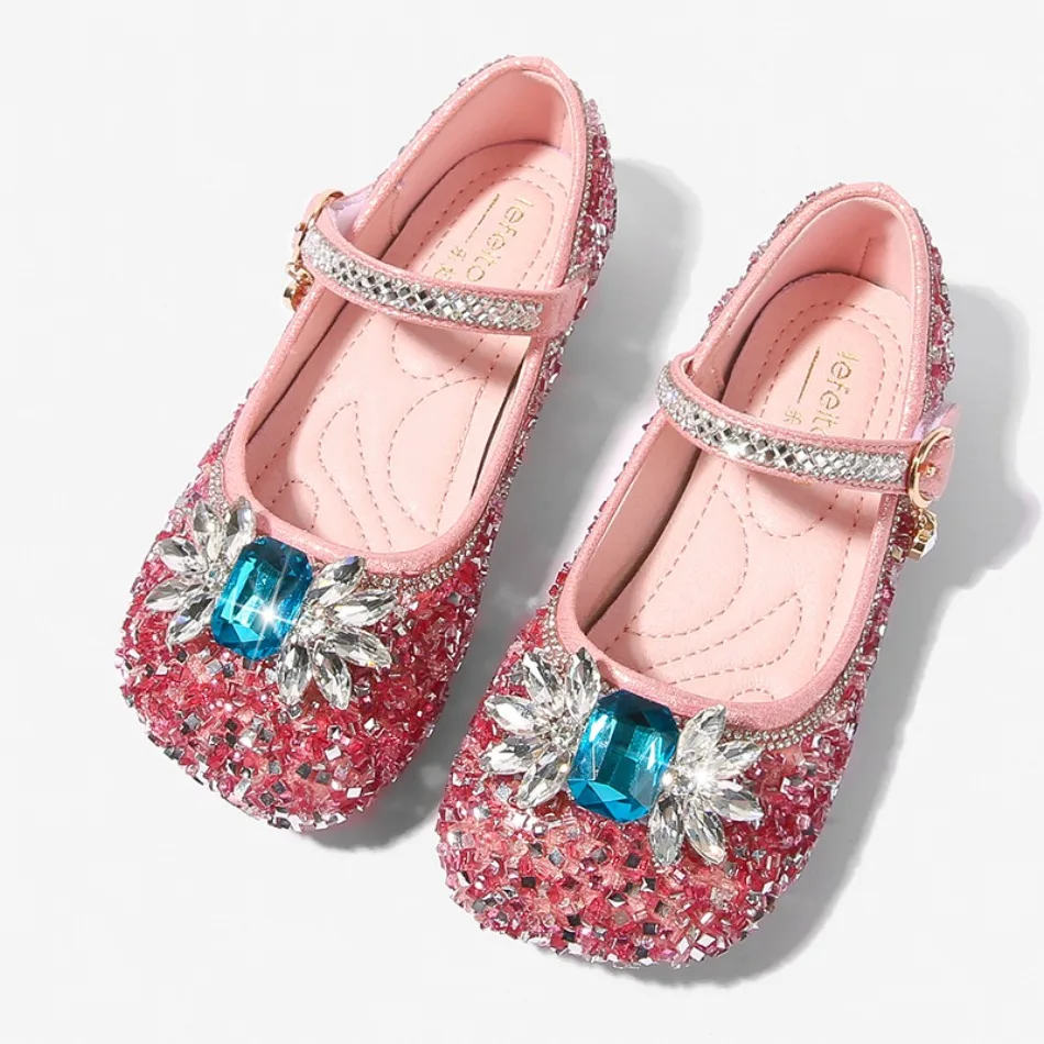 

Princess Girls Shoes Kids Glitter Leather Shoes Bling Sequins With Bowtie Children's Dress Shoes For Party Wedding Stage HSD09
